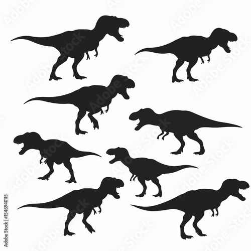 Tyrannosaurus rex silhouette group dinosaurs prehistoric animals