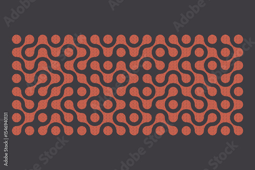 Organic shapes of connection points, metaball with grain noise texture. Modern geometric design. Vector background, banner.