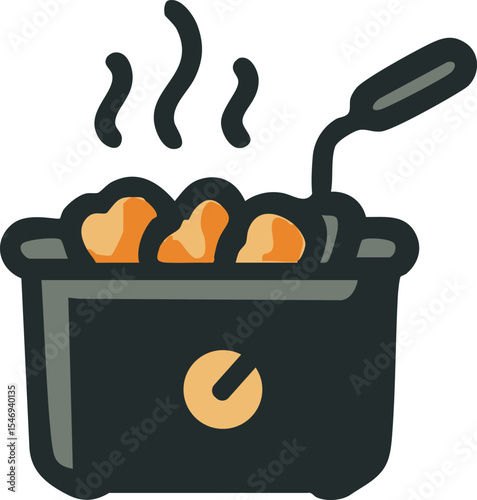 Deep Frying Food in a Kitchen Appliance Icon
