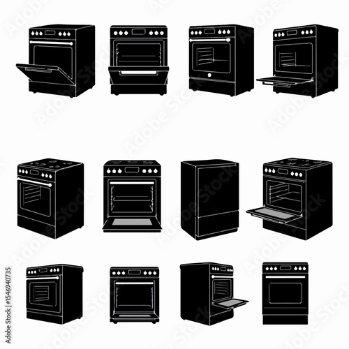 Stove oven appliances black and white appliance