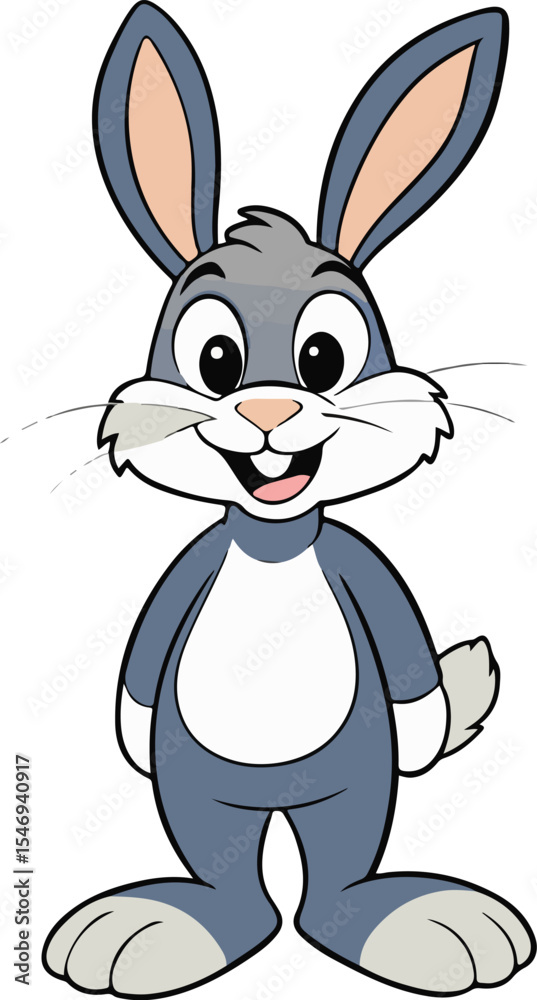 Fototapeta premium Happy rabbit and bunny cartoon art editable vector