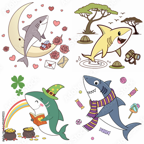 High-Quality sharks Illustrations in Various Styles – SVG Bundle