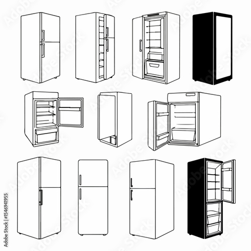 Refrigerator appliance set home outline style
