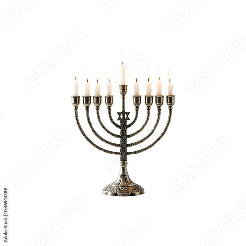 Traditional menorah with candles symbolizing Jewish Hanukkah celebration