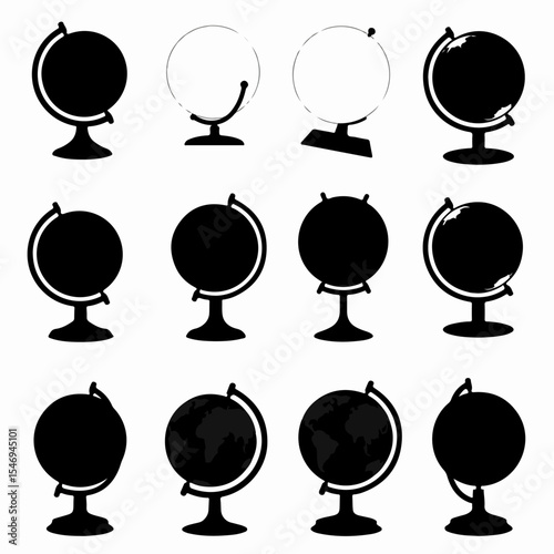 Globe silhouettes collection geography study world earth