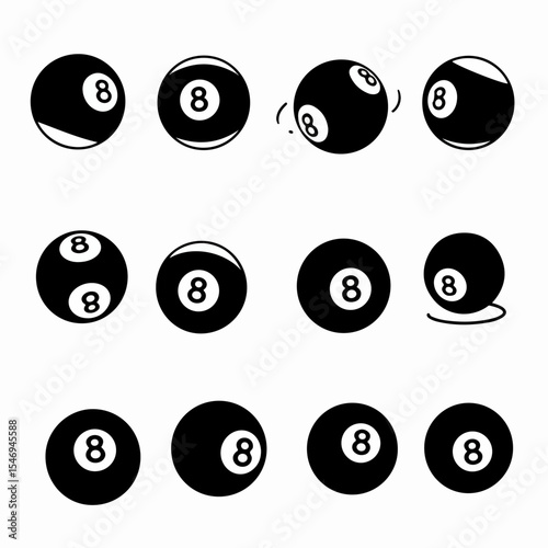 Eight ball game set in black