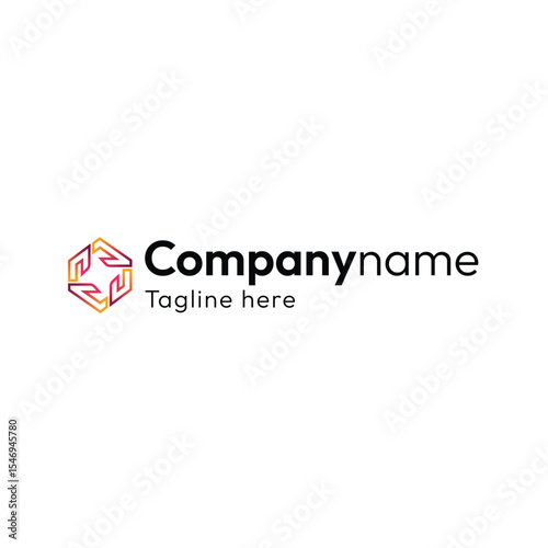 Modern Abstract Hexagon Secondary Logo: Dynamic Interconnected Lines, Geometric Shape, Technology, Digital, Business, Innovation, Connection, Collaboration, and Forward Movement