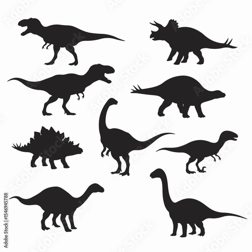 Dinosaur silhouette collection prehistoric reptile animal