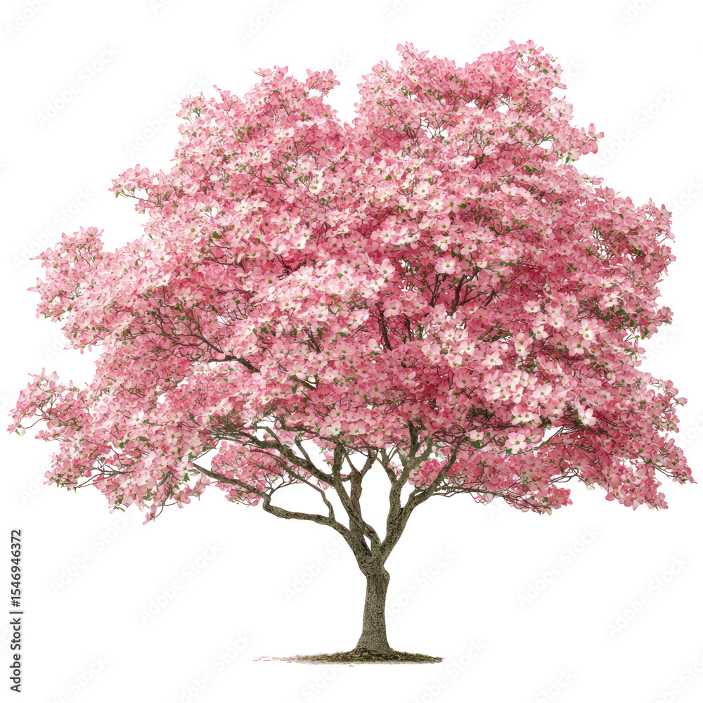 Fototapeta premium Flowering Dogwood (Cornus florida) tree on transparent background
