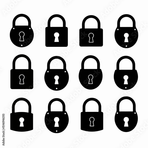 Collection of different lock shapes in black