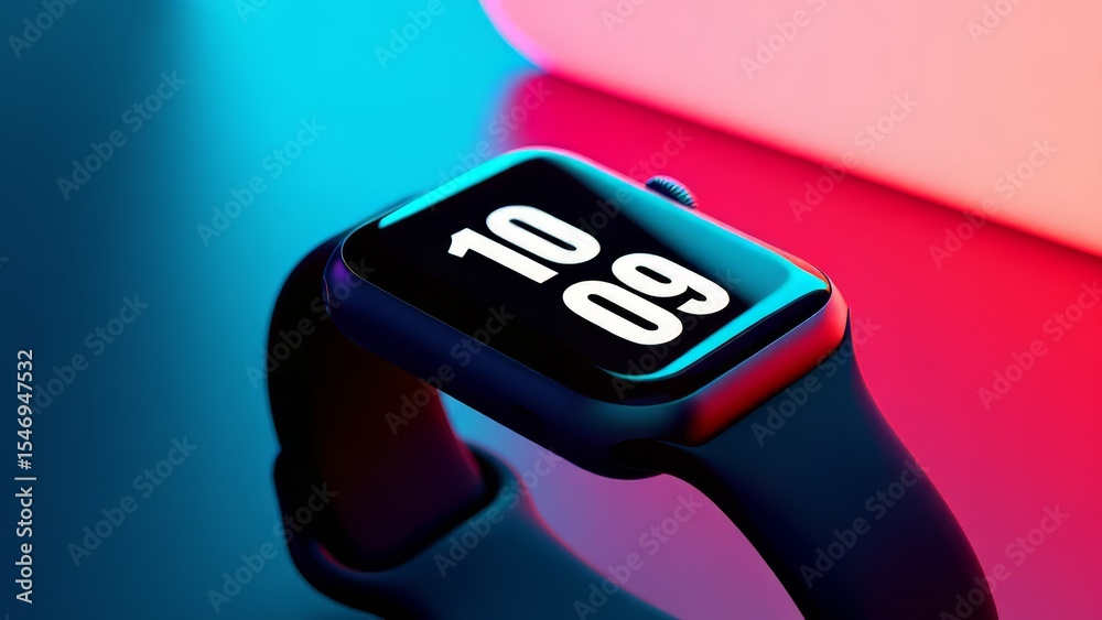 Obraz premium Futuristic smartwatch displaying holiday deals