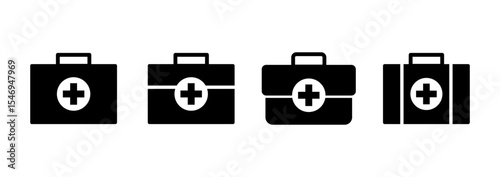 Medical box icon logo design. Medical suitcase sign and symbol. First aid icon