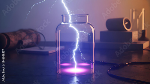 Lightning bolt captured inside a glass container.
