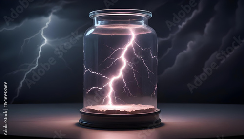 Lightning bolt captured inside a glass container.