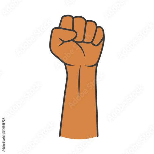 Raised Clenched Fist Vector Illustration Symbolizing Strength, Unity, and Protest

