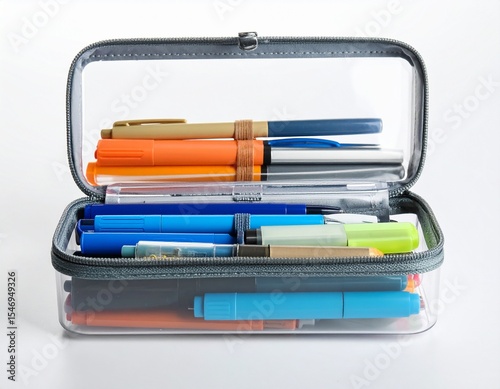 pens in a box mockup on white background