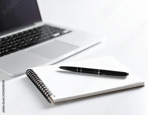 notebook and pen mockup on white background