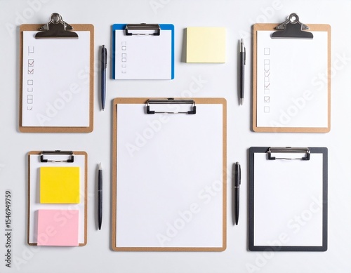 clipboard with blank paper mockup on white background