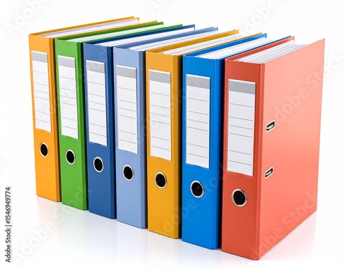 row of folders mockup on white background