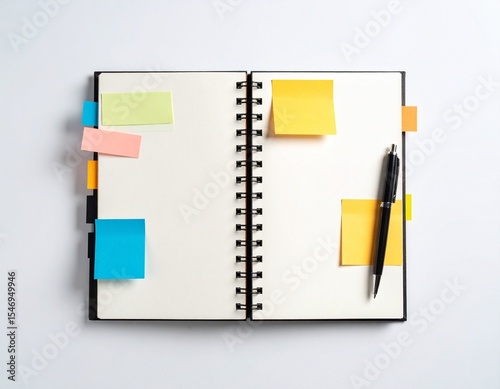 notebook and pen mockup on white background