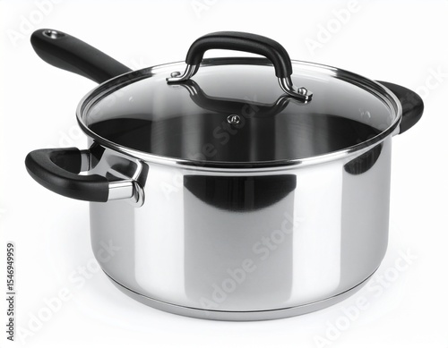 stainless steel pan mockup on white background