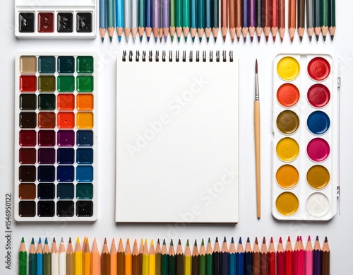 school supplies on white background