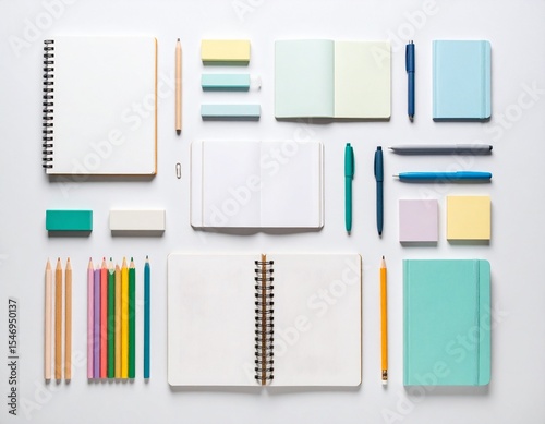 notebook and pen mockup on white background