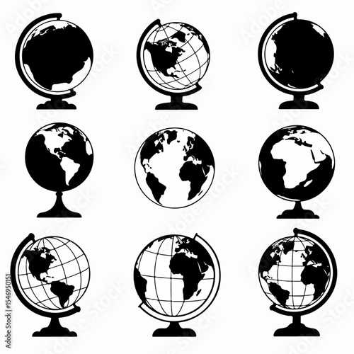 World globe collection earth map travel icon