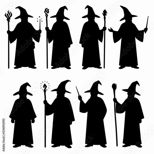 Wizard silhouette collection fantasy magic
