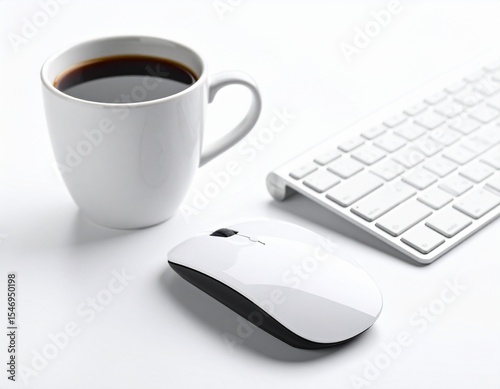 laptop and coffee mockup on white background