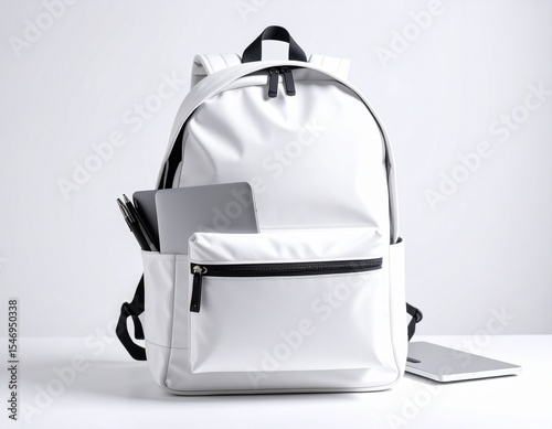 white school bag mockup on white background