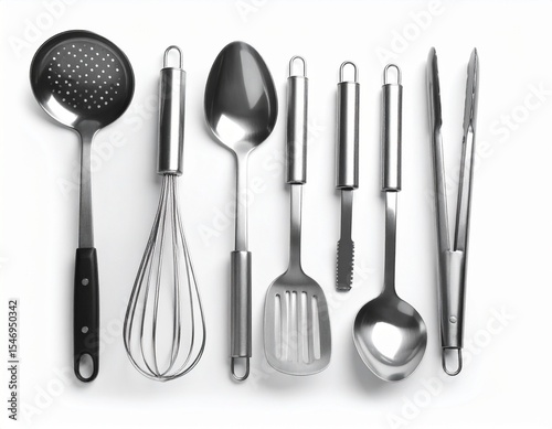 set of kitchen utensils mockup on white background