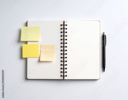 open notebook with blank pages mockup on white background