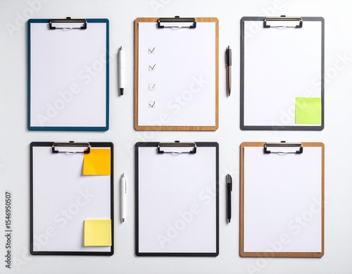 clipboard with blank paper mockup on white background