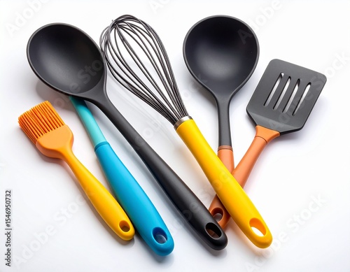 set of kitchen utensils mockup on white background