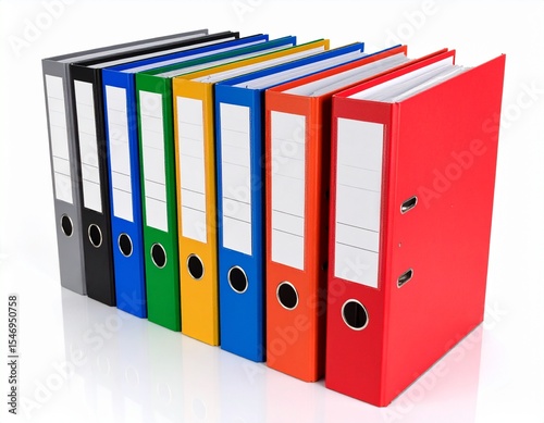 row of folders mockup on white background