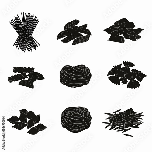 Variety of pasta shape selection assortment
