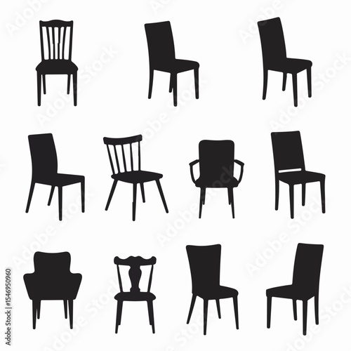 Variety of chairs furniture black silhouettes