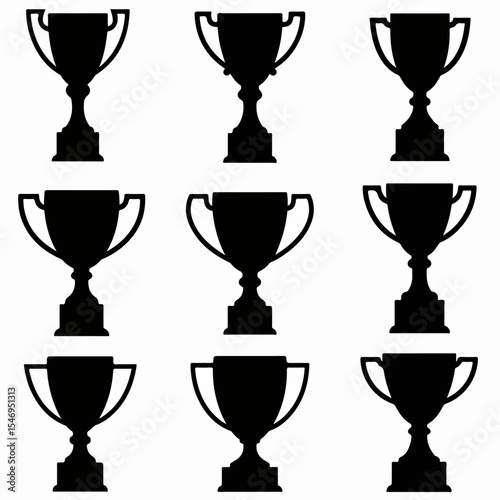 Trophy cup black silhouette achievement success award