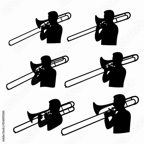 Trombone player silhouette musical instrument art