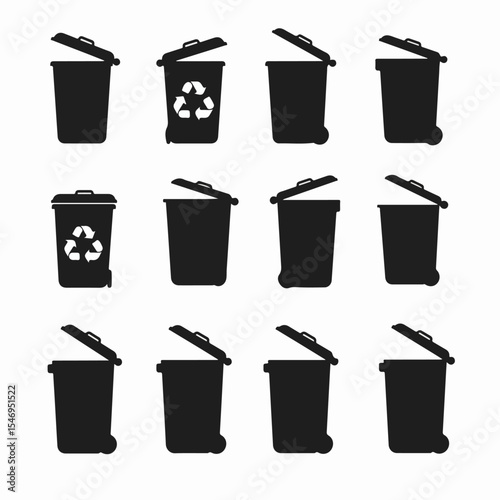 Trash can set recycling waste bins