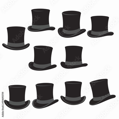 Top hats pattern, vintage headwear fashion accessories