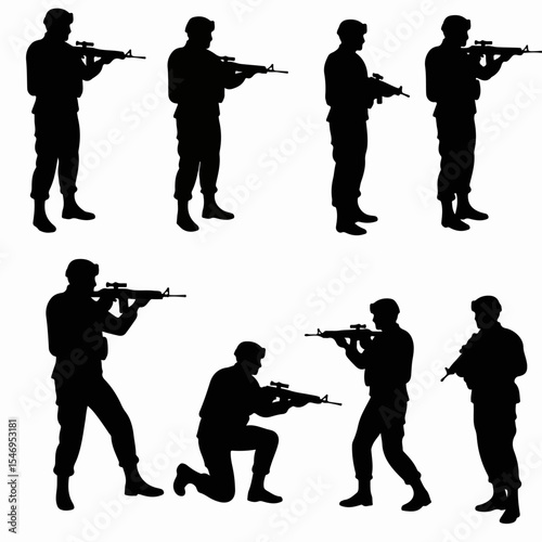 Soldier silhouette combat rifle military duty security