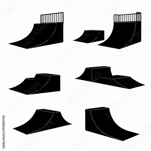Skate ramps collection for sports practice