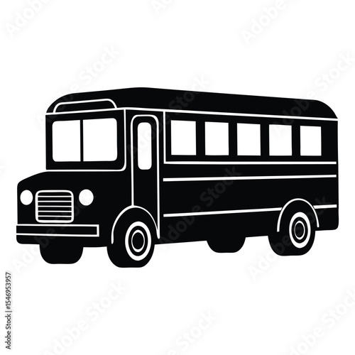 School bus vector icon on white background, isolated object .