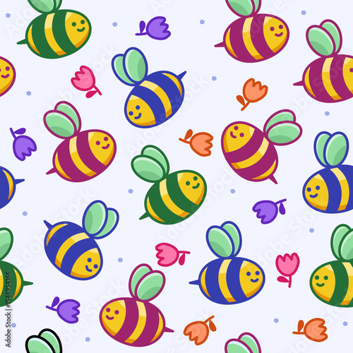 Cute bee pattern background vector design