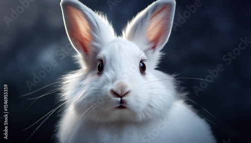 fluffy white rabbit a portrait of an adorable fluffy white rabbit with soft fur captivating eyes and perked ears embodying the essence of innocence and gentleness