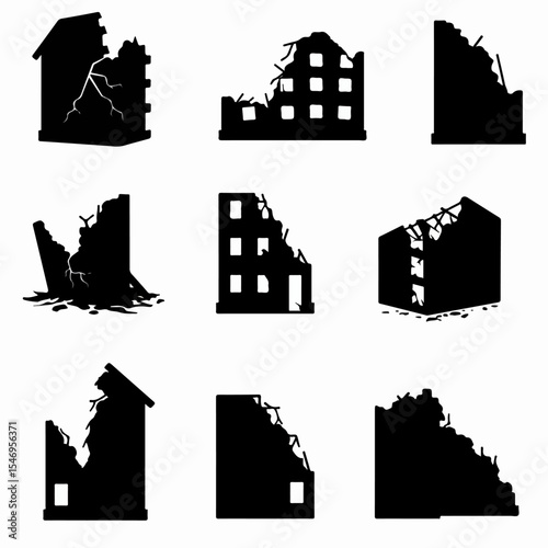 Ruin silhouette abandoned building damaged destruction