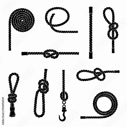 Rope knot collection, various designs and shapes