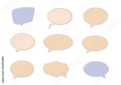 Nine outlined speech bubbles in a grid pattern colored beige and blue